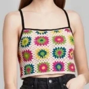 Wild Fable Multicolor Crochet Crop Top